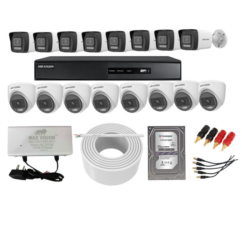 Hikvision Full HD 2MP 16 camera audio with color Full HD DVR Kit