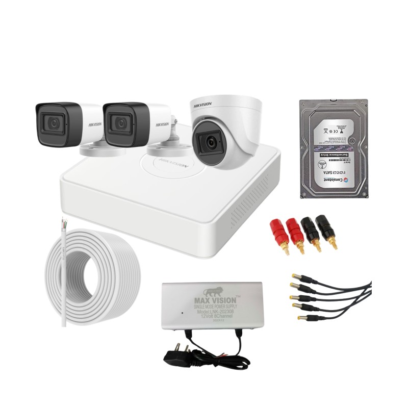 Hikvision Full HD 2MP 3 Camera With Audio 2mp Full HD DVR Kit