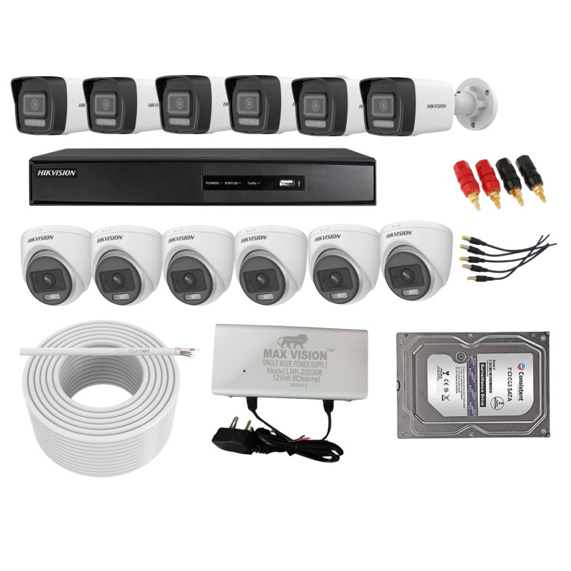 Hikvision Full HD 5MP 12 Camera audio color Full HD DVR Kit
